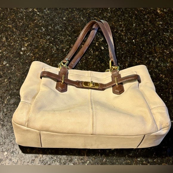 ⭐️COACH Chelsea Jaydan Carryall Satchel HandBag Ivory Brown 18955 *RARE FIND*⭐️ - Picture 1 of 14